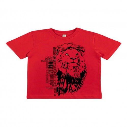 Animal totem camiseta manga corta algodón orgánica león rojo para niños