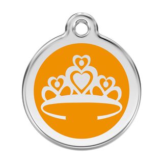 Red Dingo Placa identificativa Acero Inoxidable Esmalte Corona Naranja para perros