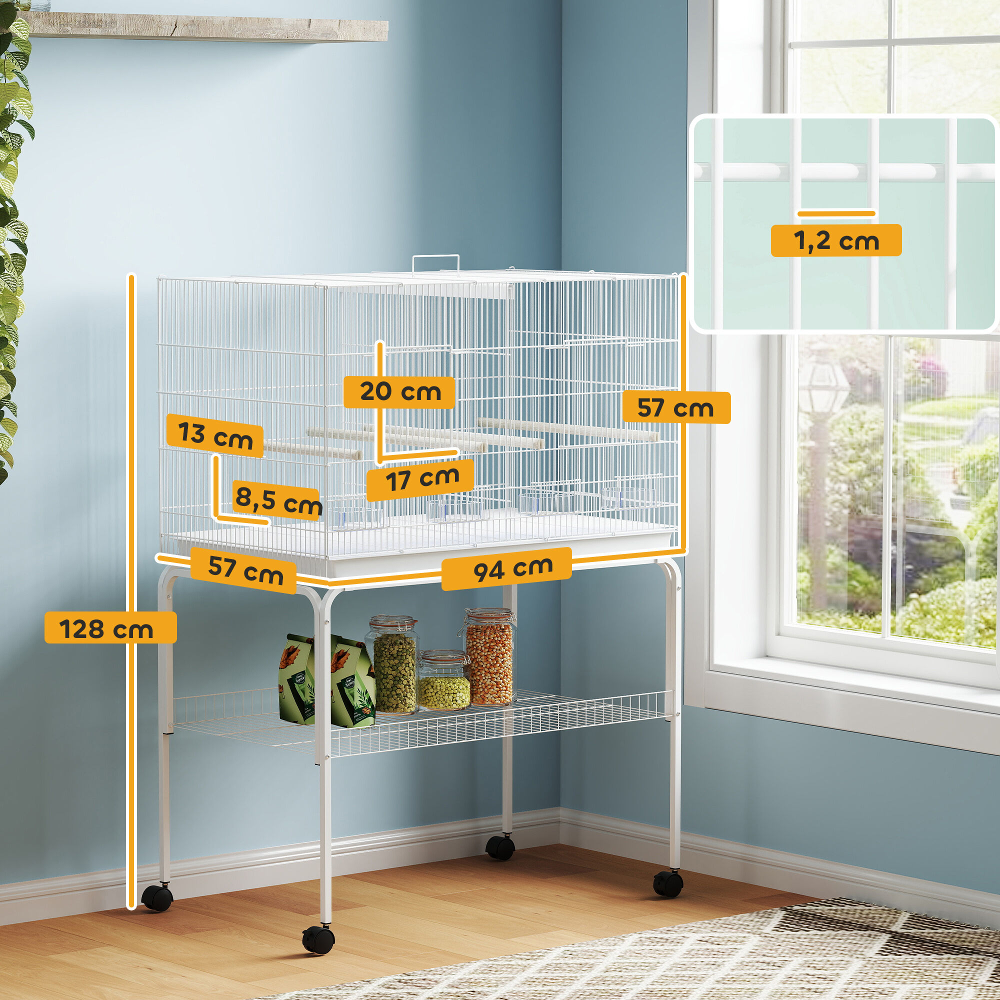 PawHut Jaula para P&aacute;jaros Blanco, , large Imagen numero 13