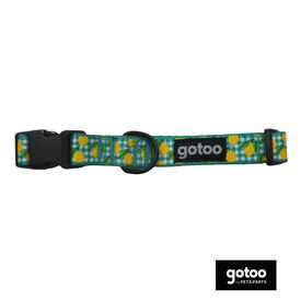 Gotoo Collar cuadro vichy amarillo para perro