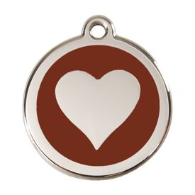 Red Dingo Placa identificativa Acero Inoxidable Esmalte Corazón Marron para perros