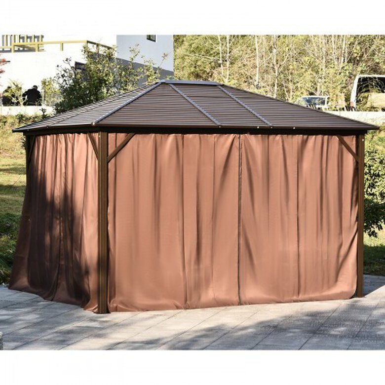 Cenador con techo para exterior Outsunny color Marrón, , large image number null