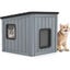 COSTWAY Casa para Gatos Exterior, Resistente a la Intemperie, 62,5x54x56,5 cm, Caseta Gato Exterior con 2 PVC Puertas de Rejilla y Techo Inclinado, Refugio para Mascotas, Cachorros, Conejos, Gris, , large indicador imagen numero 1