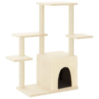 VidaXL Rascador con postes de sisal y plataformas crema para gatos