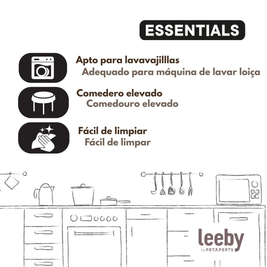 Leeby Comedero Doble de Cer&aacute;mica Blanco para gatos, , large Imagen numero 5