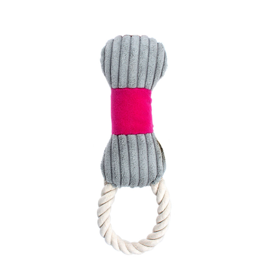 Play&Bite Hueso rojo de Peluche con cuerda para perros, , large Imagen numero 1