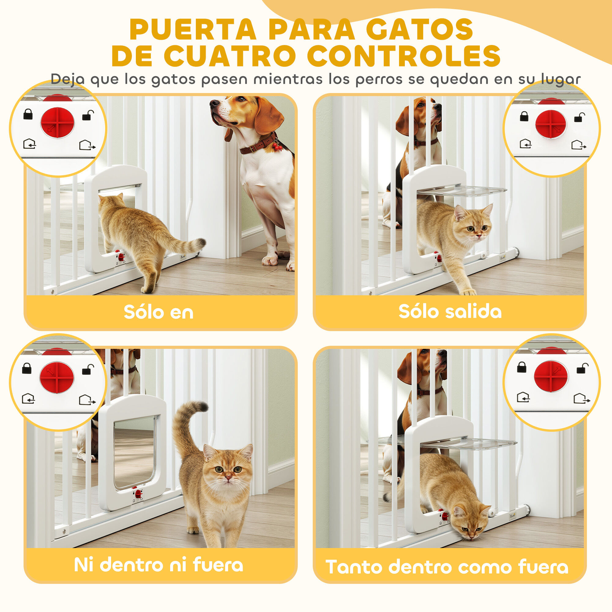 PawHut Barrera para Perros Blanco, , large Imagen numero 5