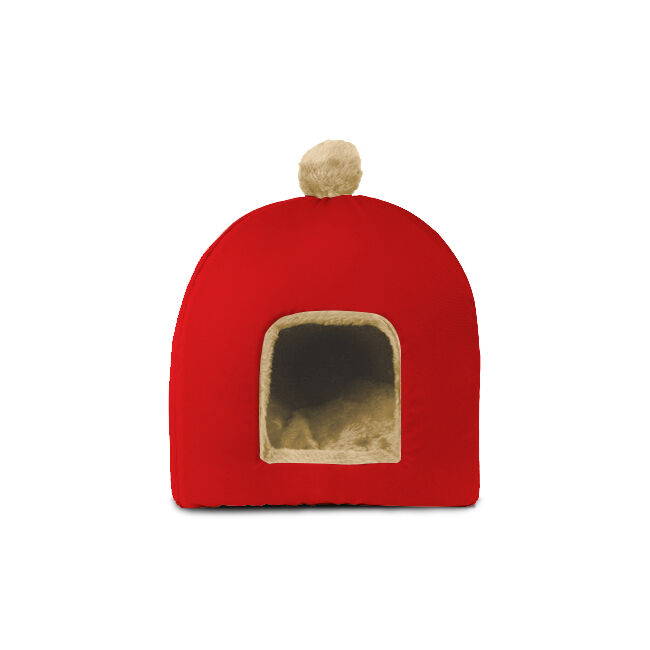 Gauty Cama Redonda para Perros y Gatos  Tela Impermeable y pelo - Rojo y beige, , large Imagen numero 1