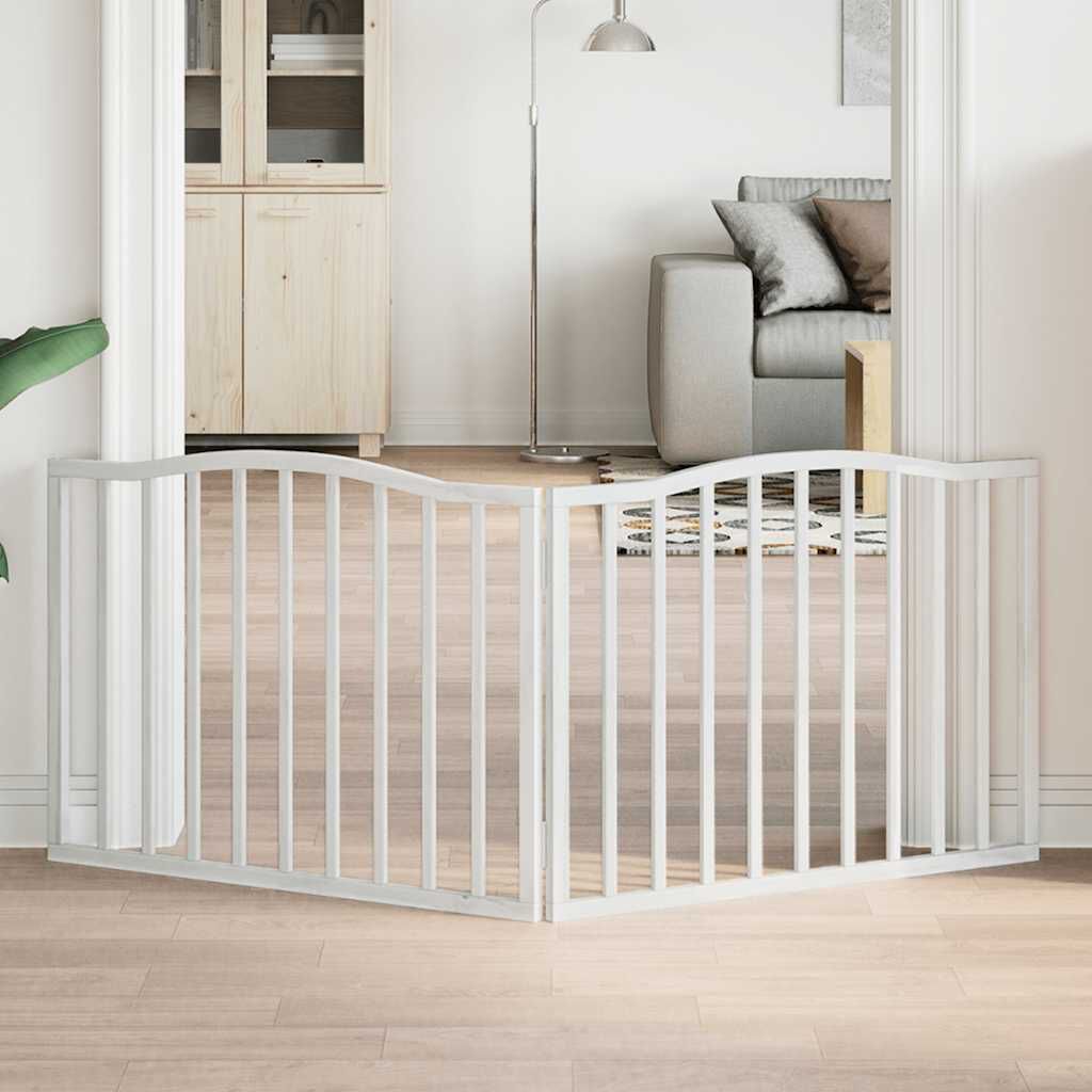 vidaXL Puerta para perros plegable 2 paneles madera &aacute;lamo blanca 160cm, , large Imagen numero 7