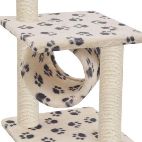 Rascador con postes de sisal para gatos color Beige Huellas, , large Imagen numero 4