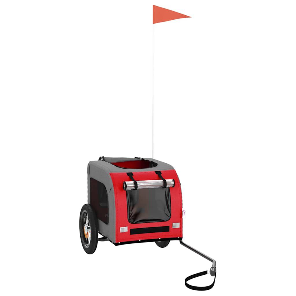 vidaXL Remolque de bicicleta para perros hierro tela Oxford rojo gris, , large Imagen numero 7