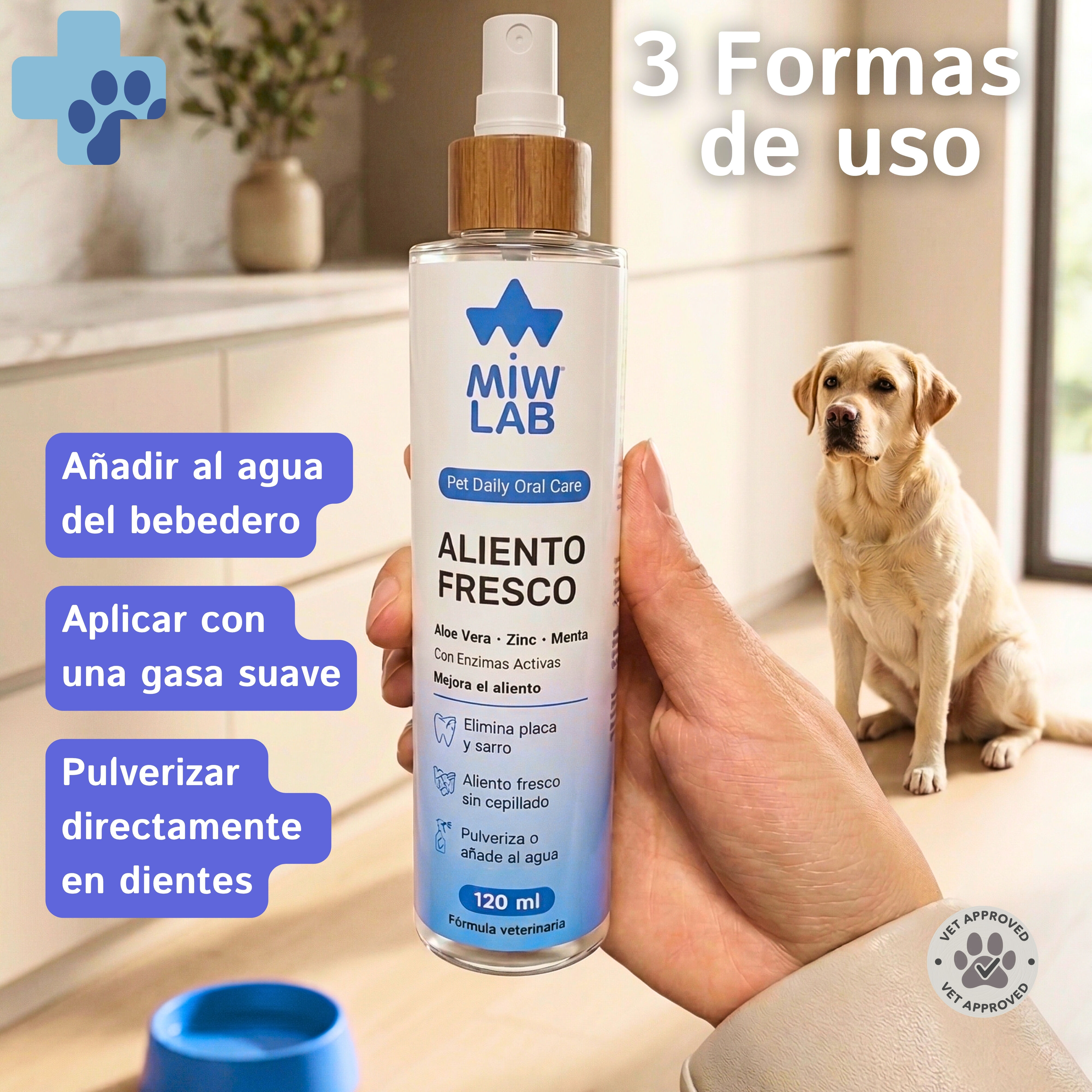 Spray Bucal para Eliminar el Mal Aliento de Perros y Gatos Dent&iacute;frico Animal Ayuda a Reducir Placa y Sarro y Previene de Alitosis en Mascotas Aditivio para el Agua o Pulverizador Directo en Boca, , large Imagen numero 3