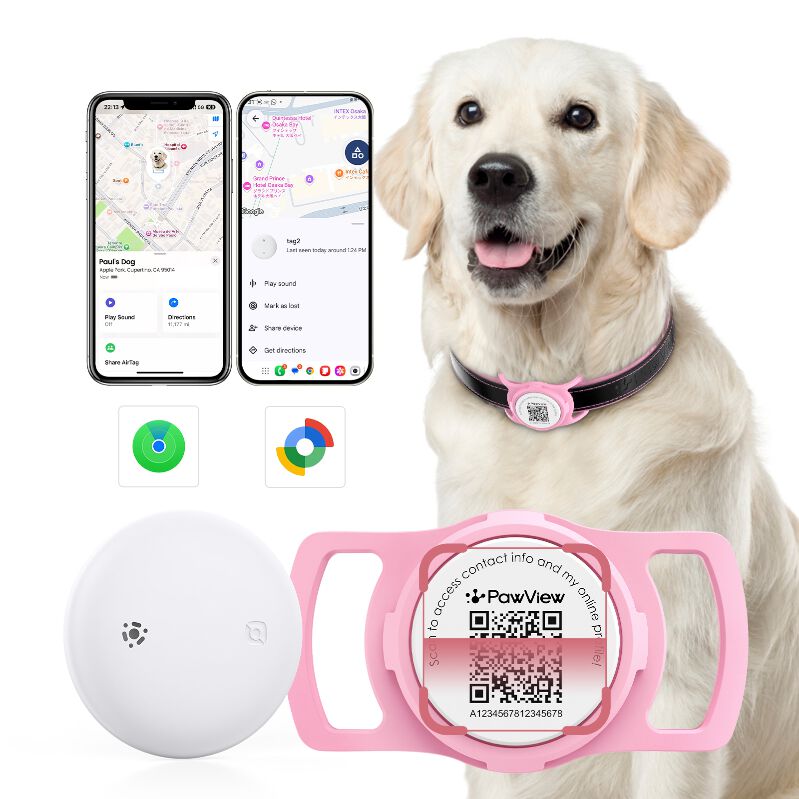 Pawview Localizador Inteligente para Mascotas, Rastreador Perros y Gatos Compatible con Apple Find My y Android Find Hub, Funda de Silicona Antidesgarros con C&oacute;digo QR, Sin Suscripci&oacute;n. Rosa, , large Imagen numero 1