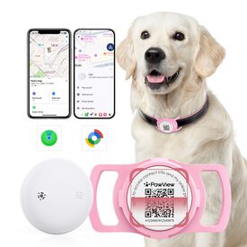 Pawview Localizador Inteligente para Mascotas, Rastreador Perros y Gatos Compatible con Apple Find My y Android Find Hub, Funda de Silicona Antidesgarros con C&oacute;digo QR, Sin Suscripci&oacute;n. Rosa