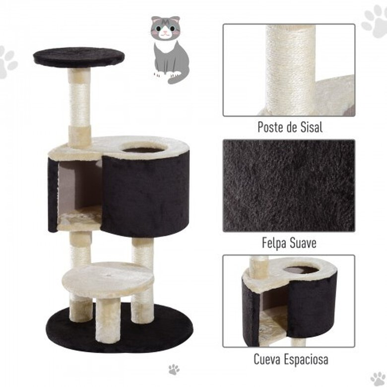 Rascador con caseta PawHut para gatos color Negro, , large image number null
