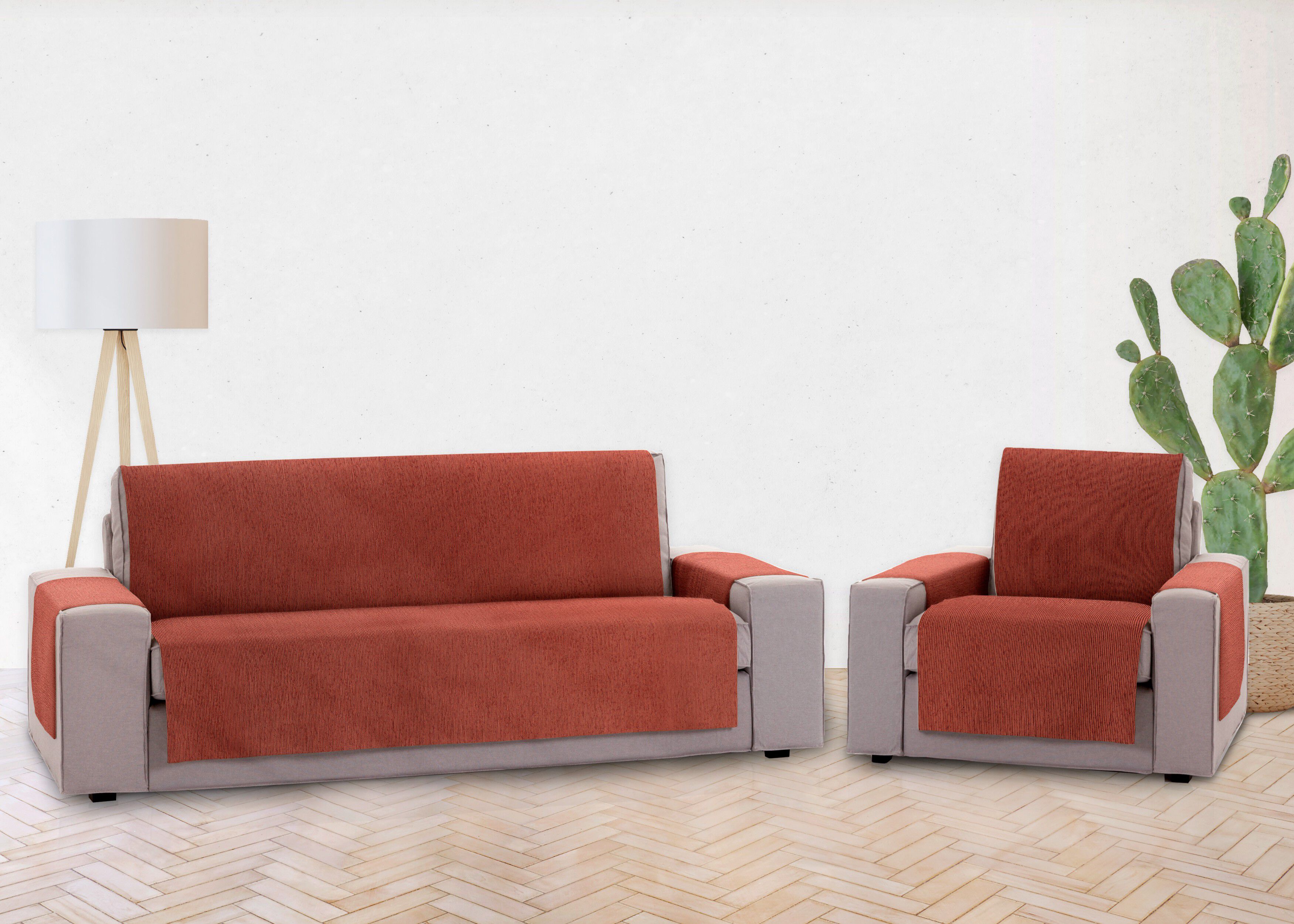 Vipalia Protector Funda Sofa. Cubresofa. Chenilla Lisa. Dise&ntilde;o Elite. Color Teja. 3 Plazas, , large Imagen numero 3