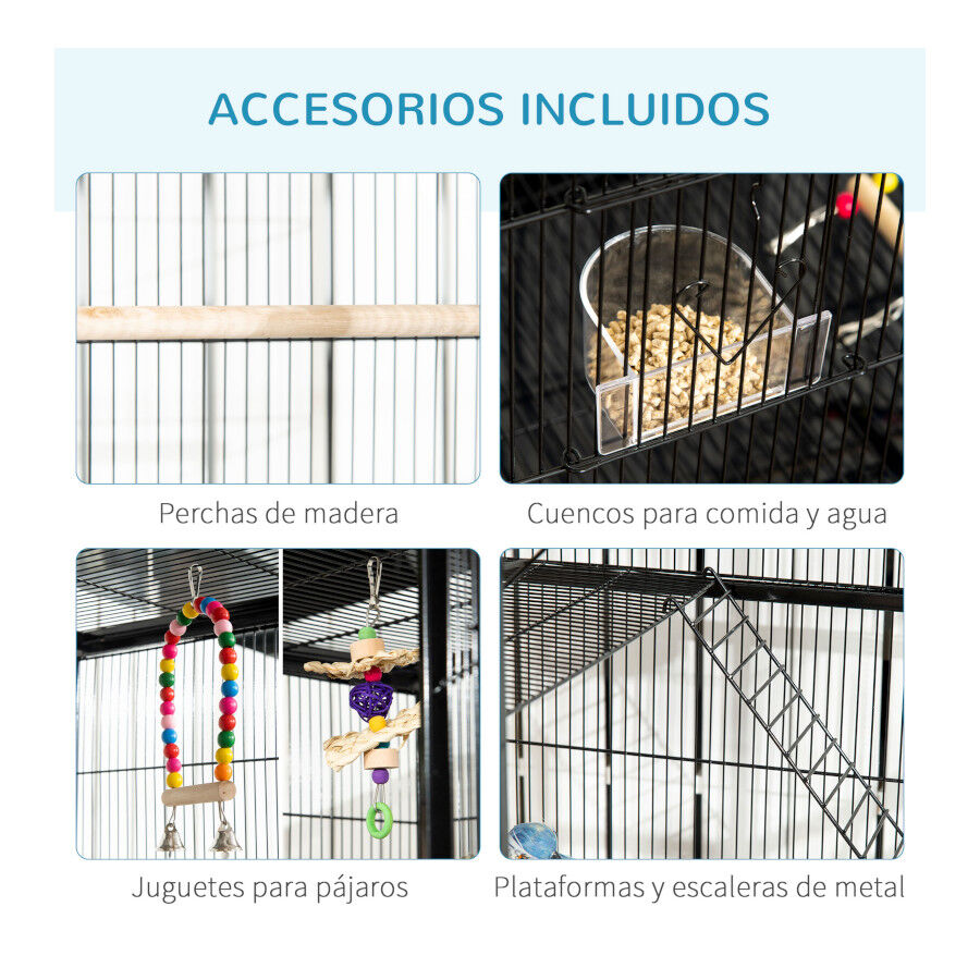 PawHut Jaula negra con Ruedas para p&aacute;jaros, , large Imagen numero 5