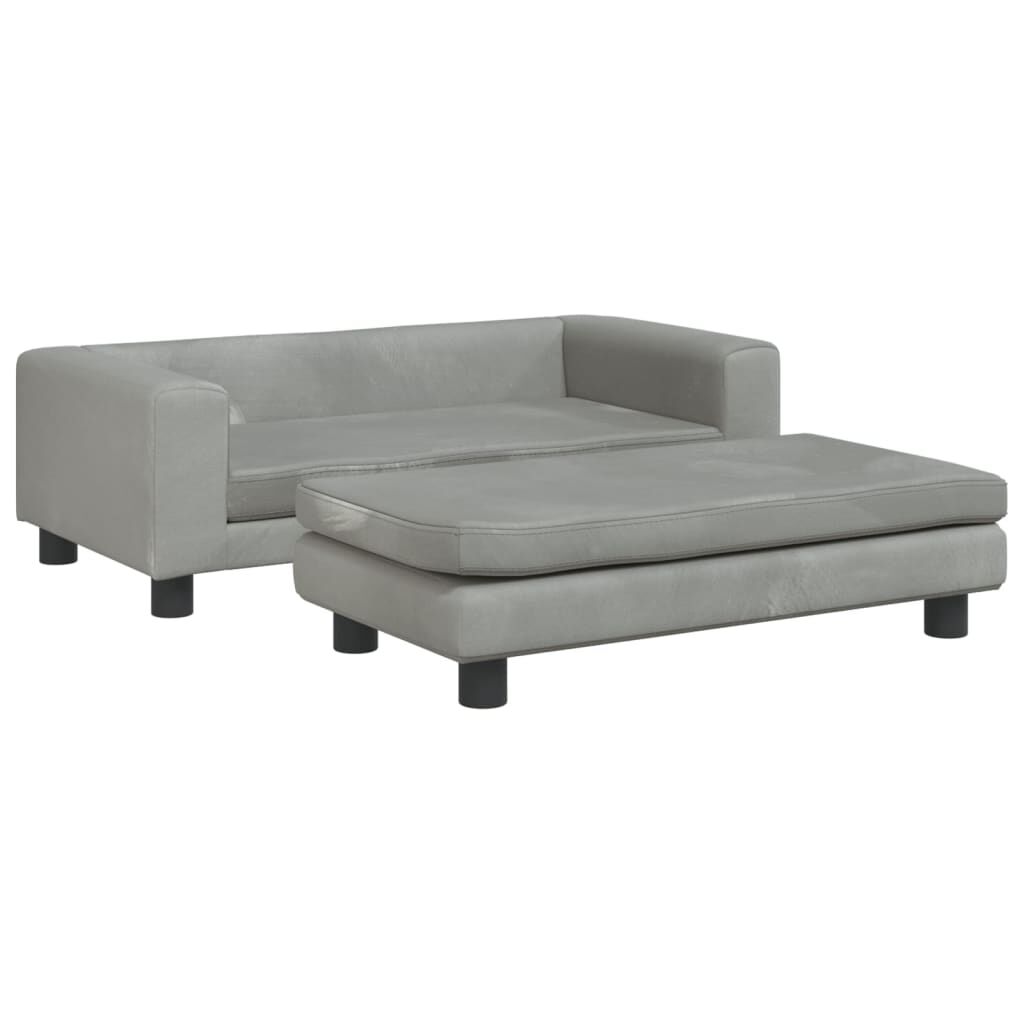 vidaXL Cama de perros con extensi&oacute;n terciopelo gris claro 100x50x30 cm, , large Imagen numero 1