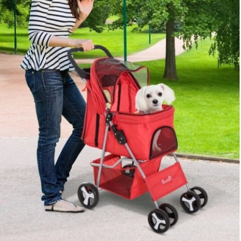 Pawhut cochecito plegable rojo para mascotas, , large image number null