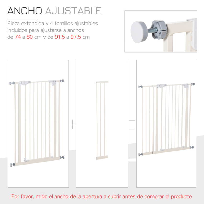 PawHut Barrera de seguridad para puertas Blanca para mascotas, , large Imagen numero 4