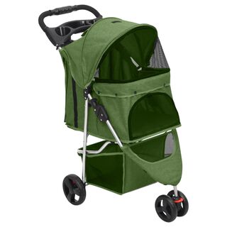 VidaXL Cochechito Verde con Capota para perros
