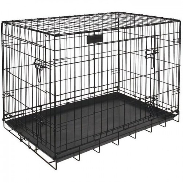 RIGA jaula plegable con asa marrón para perros, , large image number null