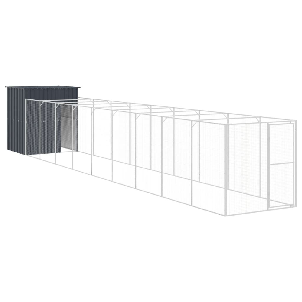 vidaXL Caseta de perros con corral acero galvanizado 165x455x181 cm, , large Imagen numero 8
