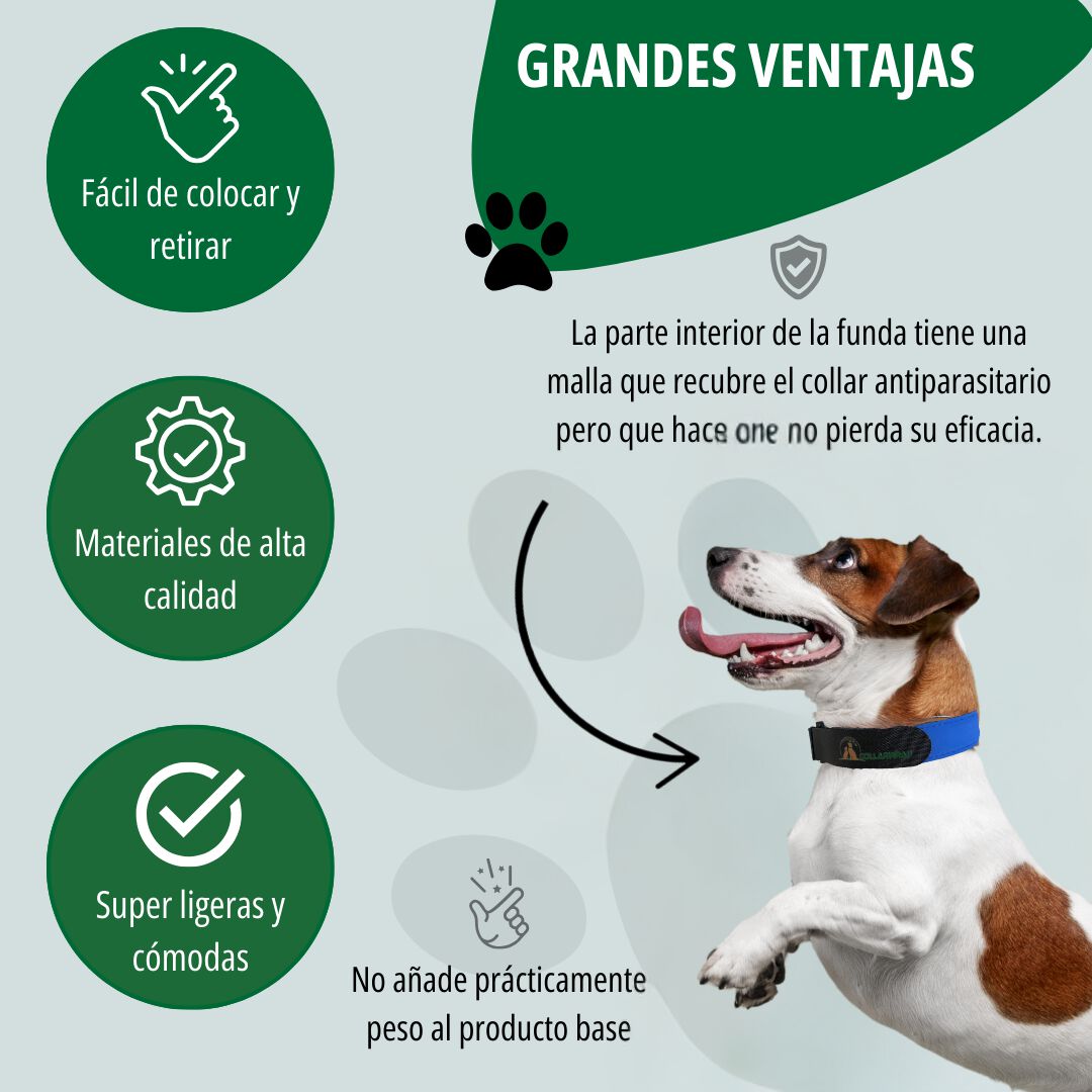 COLLARWRAP Funda Collar Antiparasitario Azul para perros thumbnail