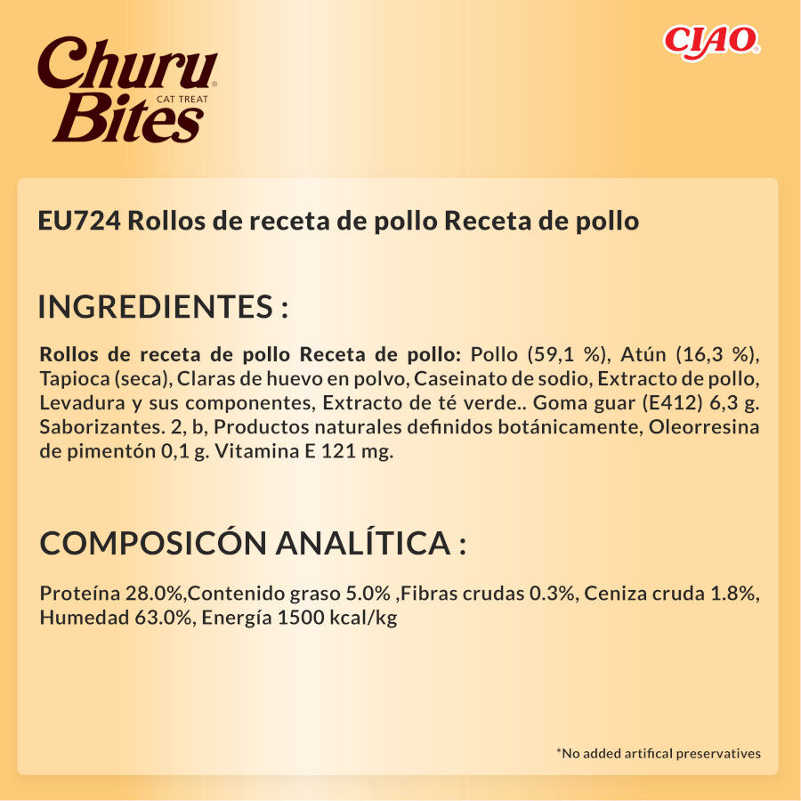 3 sobres x 10 g Churu Bocaditos Bites de Pollo para gatos, , large Imagen numero 4