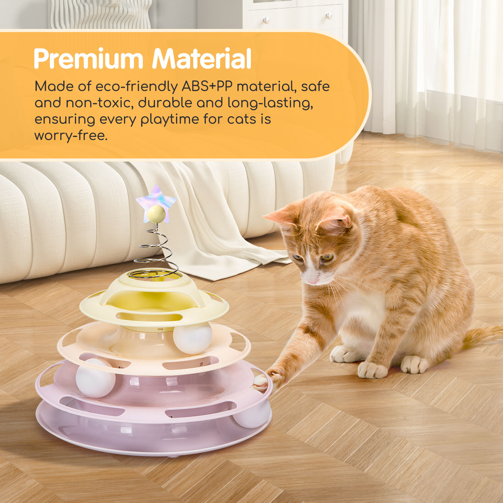 Nobleza Cat Juguete para Gatos, Juguetes Interactivo con Dise&ntilde;o de Torre con 3 Pelotas de 3 Niveles, , large Imagen numero 5