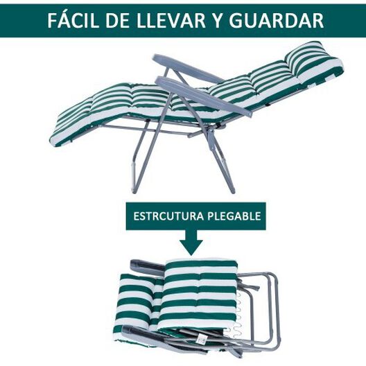 Tumbonas plegables y reclinables con reposapiés color Verde, , large image number null