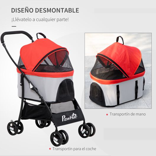 Coche para Perros de 3 Ruedas Rojo