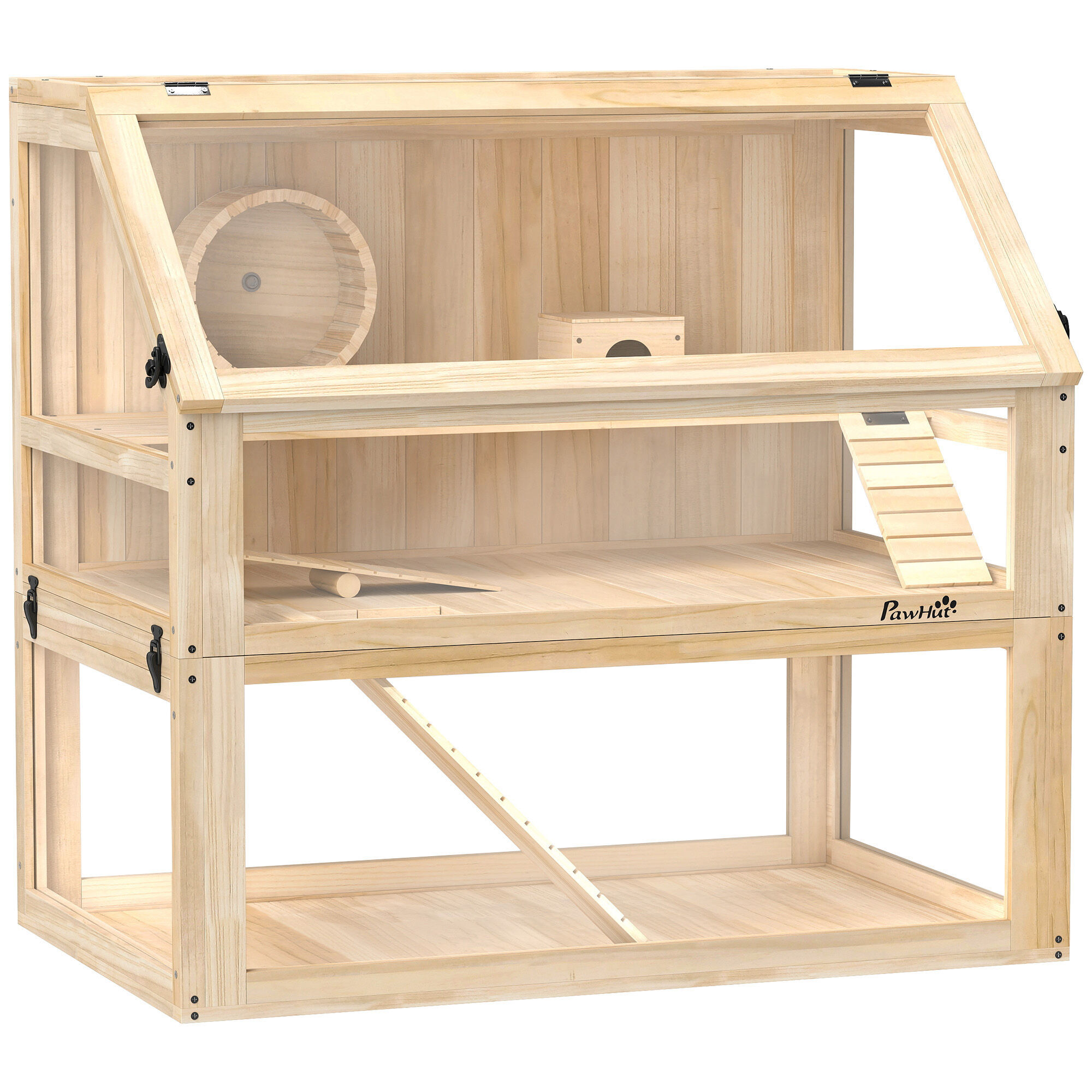 PawHut Jaula para H&aacute;mster Madera Natural, , large Imagen numero 1