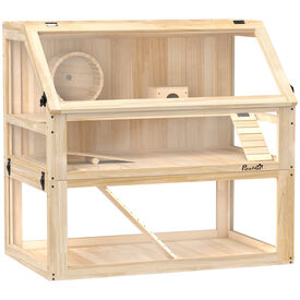 PawHut Jaula para H&aacute;mster Madera Natural