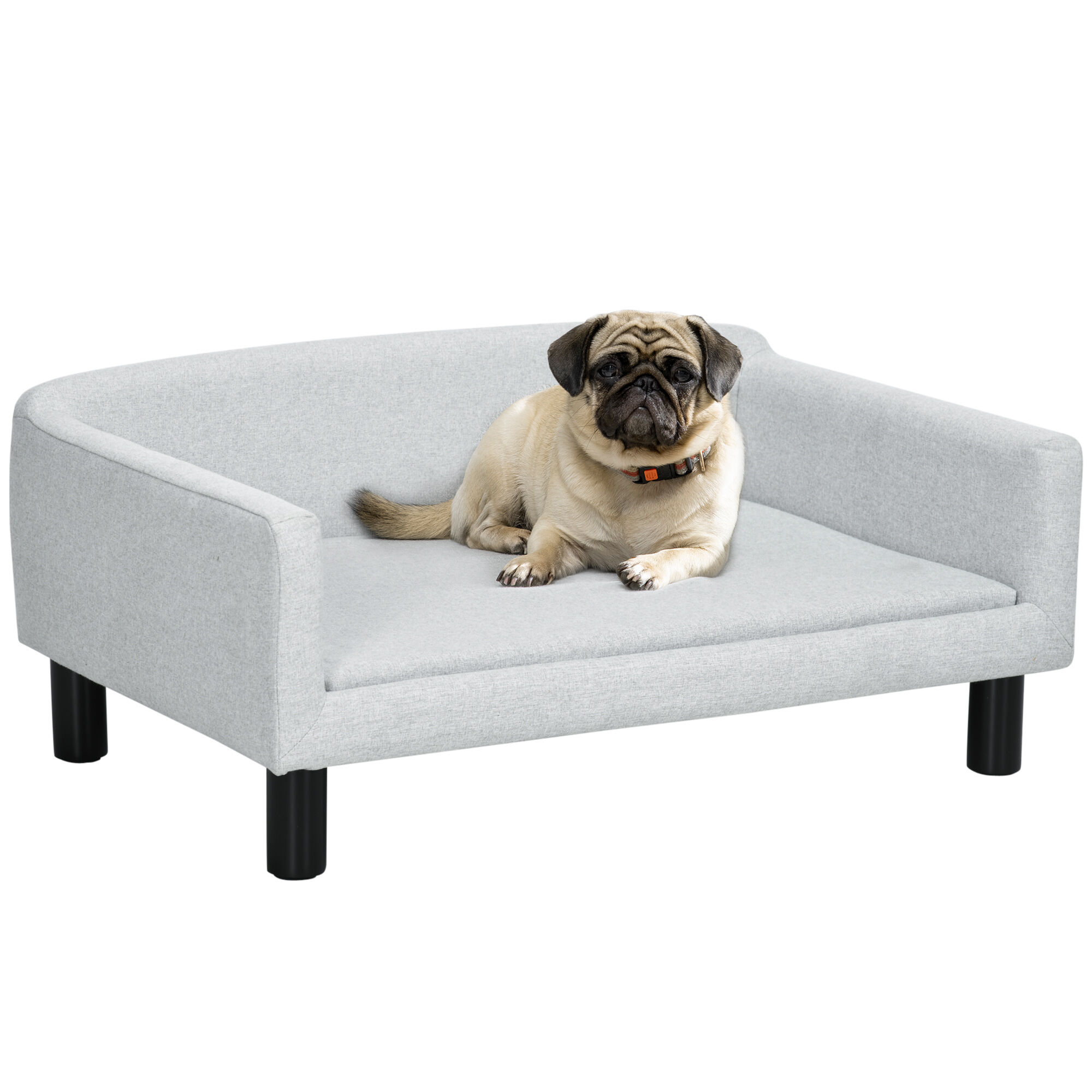 PawHut Sof&aacute; para Perros Medianos Cama Elevada para Perros con Patas de Madera Cama para Mascotas Carga 20 kg 82x54x36 cm Gris, , large Imagen numero 1