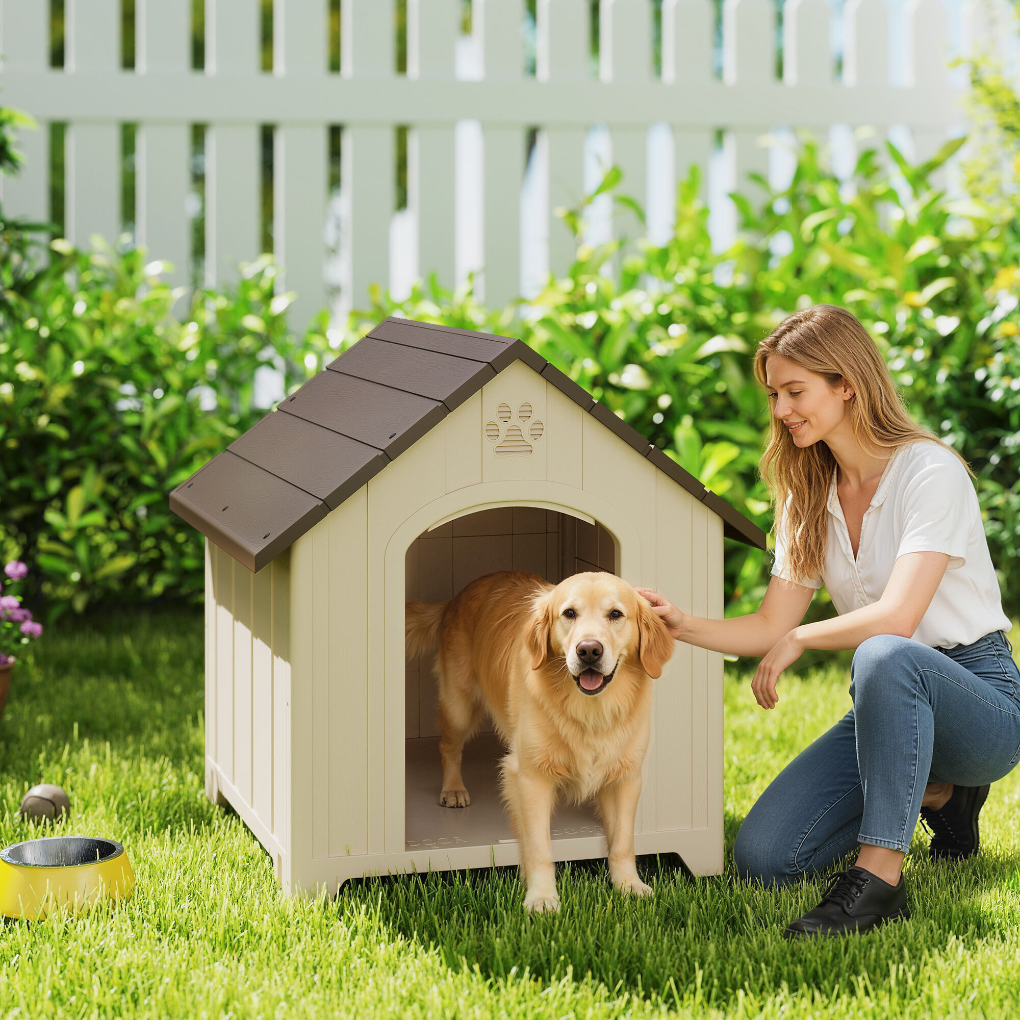 PawHut Caseta para Perro Beige, , large Imagen numero 7