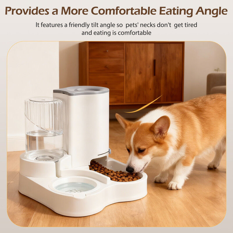 Nobleza Dispensador Autom&aacute;tico 2 en 1 de Comida y Agua para Perros y Gatos - Comedero y Bebedero por Gravedad con Separaci&oacute;n Seca y H&uacute;meda - Blanco, , large Imagen numero 5