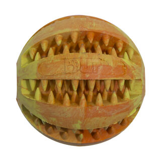 Dur Juguete Pelota amarilla y naranja con aroma Vainilla para perros