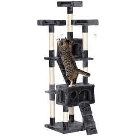 Pawhut árbol rascador con ratoncitos gris para gatos