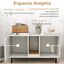 COSTWAY Caja de Arena para Gatos para 2 Gatos, 100 cm Baño Oculto para Gatos con Tablero de Rascado Desmontable, Patas Metálicas, Casa para Gatos de Dos Habitaciones, Mesa Lateral de Madera para Gatos, , large indicador imagen numero 5