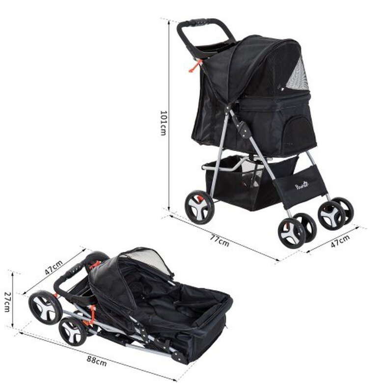 Pawhut coche plegable negro para mascotas, , large image number null