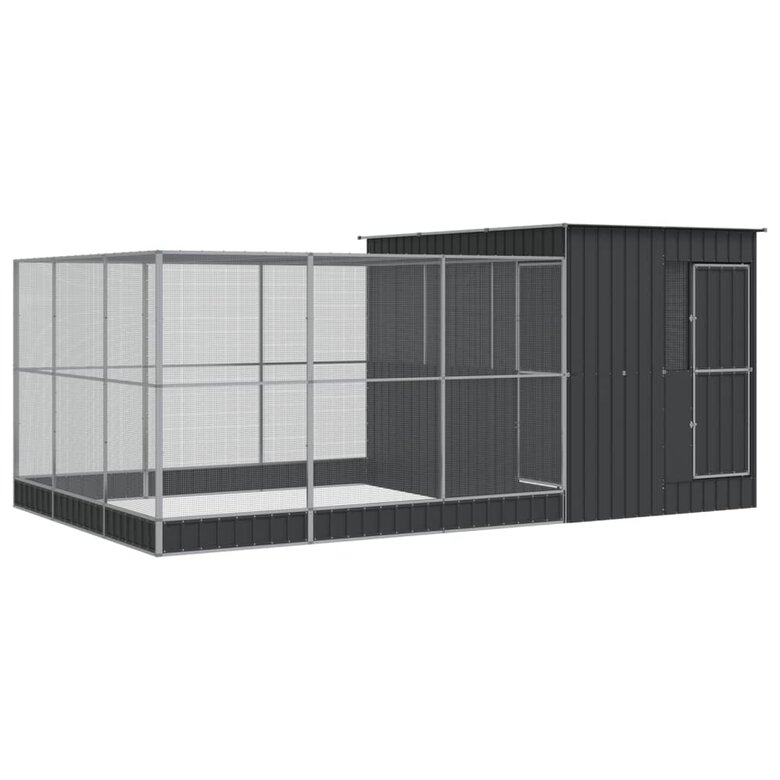 vidaXL Pajarera con Extensión Casa Para Pájaros Jaula Para Periquitos Acero