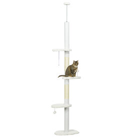 PawHut Árbol de Suelo a Techo Blanco para gatos