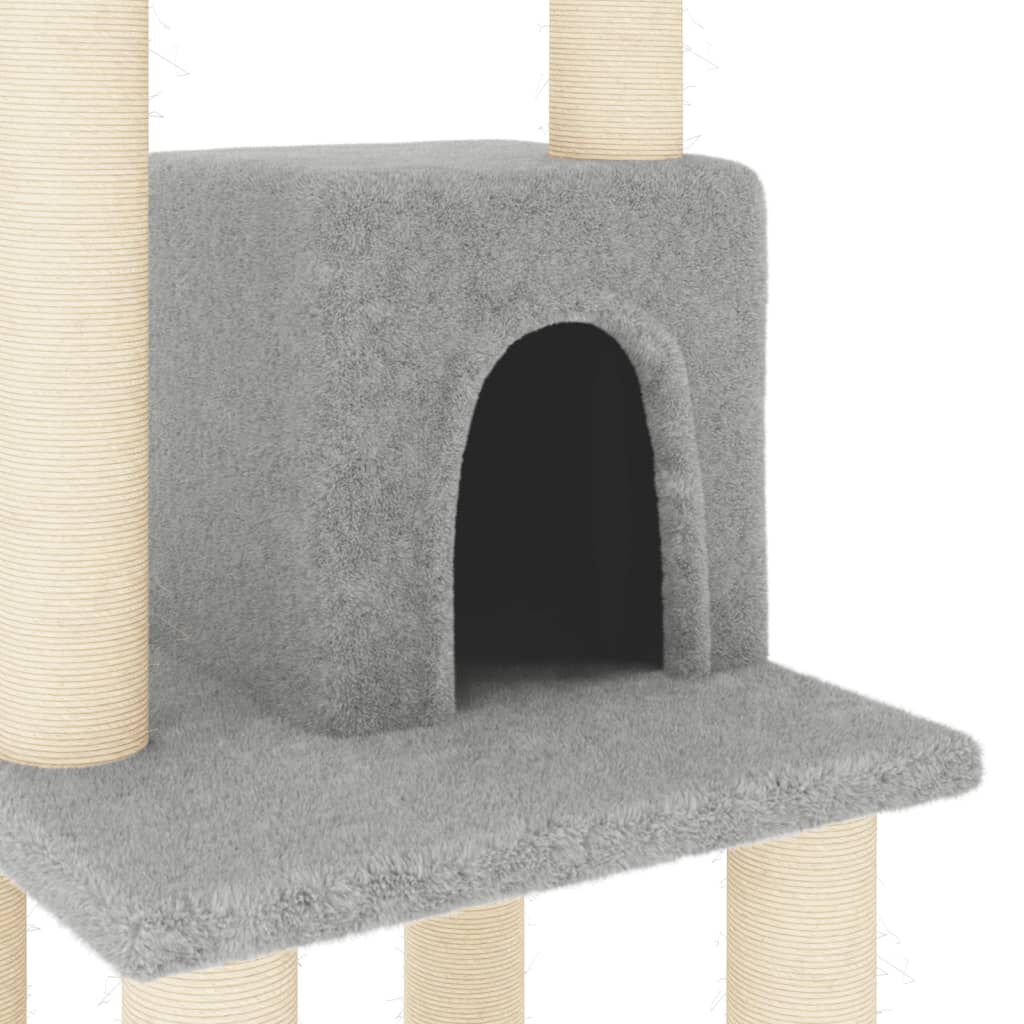 Vidaxl rascador con cueva gris claro para gato, , large Imagen numero 4