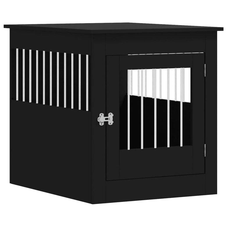 vidaXL Jaula para perros madera de ingeniería negro 64,5x80x71 cm