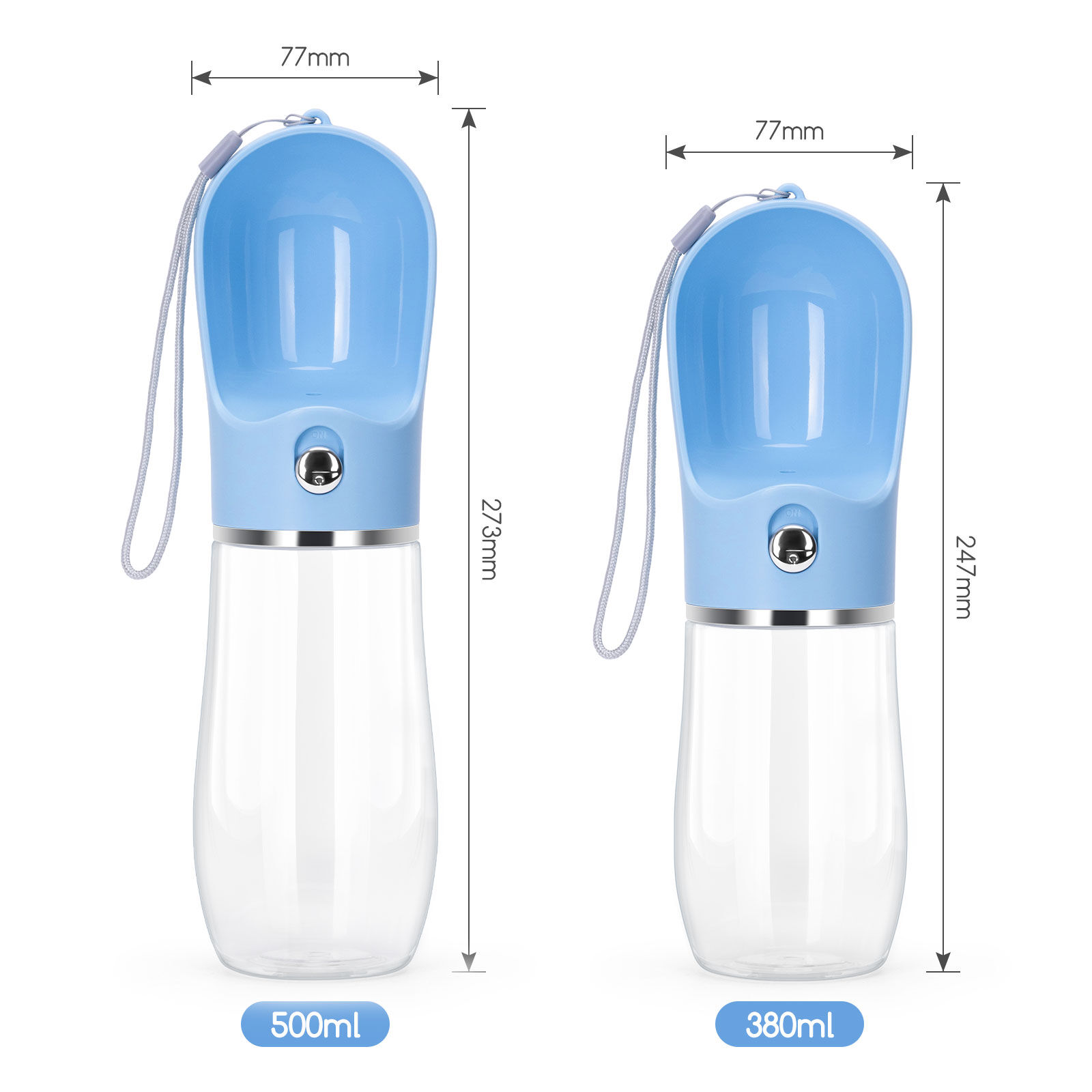 Nobleza Botella de Agua para Perro 380ml, Botella para Perros Portatil, Bebedero Perro Portatil de Grado Alimenticio, para Mascotas al Aire Libre, Senderismo, Viajes, , large Imagen numero 5