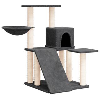 VidalXL Rascador pequeño de felpa suave gris oscuro para gatos