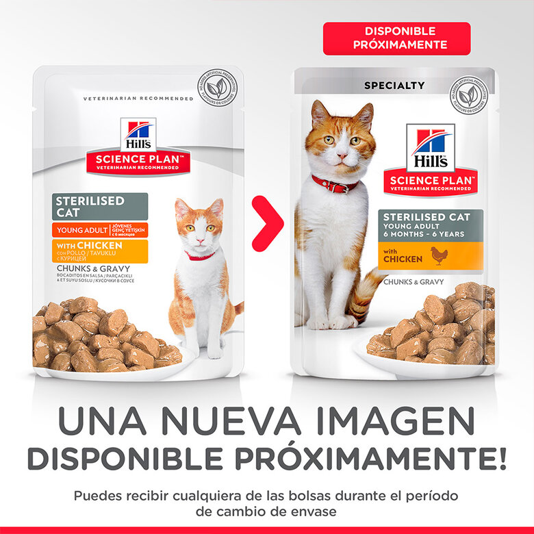 Hill's Young Adult Science Plan Sterilized Pollo sobre para gatos, , large image number null
