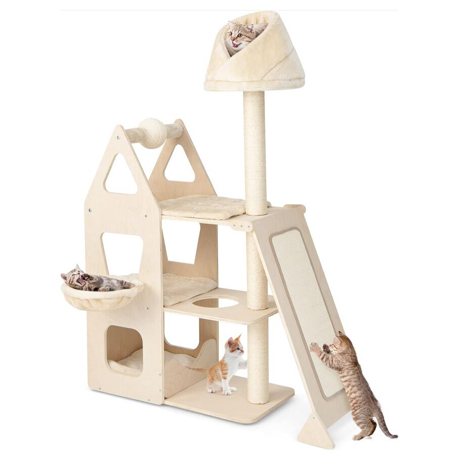 COSTWAY Árbol de Madera con Bola y Postes para rascar para gatos thumbnail