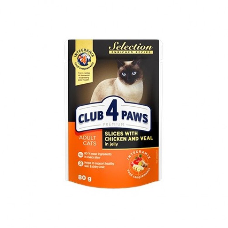 Club 4 Paws Pienso húmedo para gatos Pollo y Ternera en gelatina, , large image number null